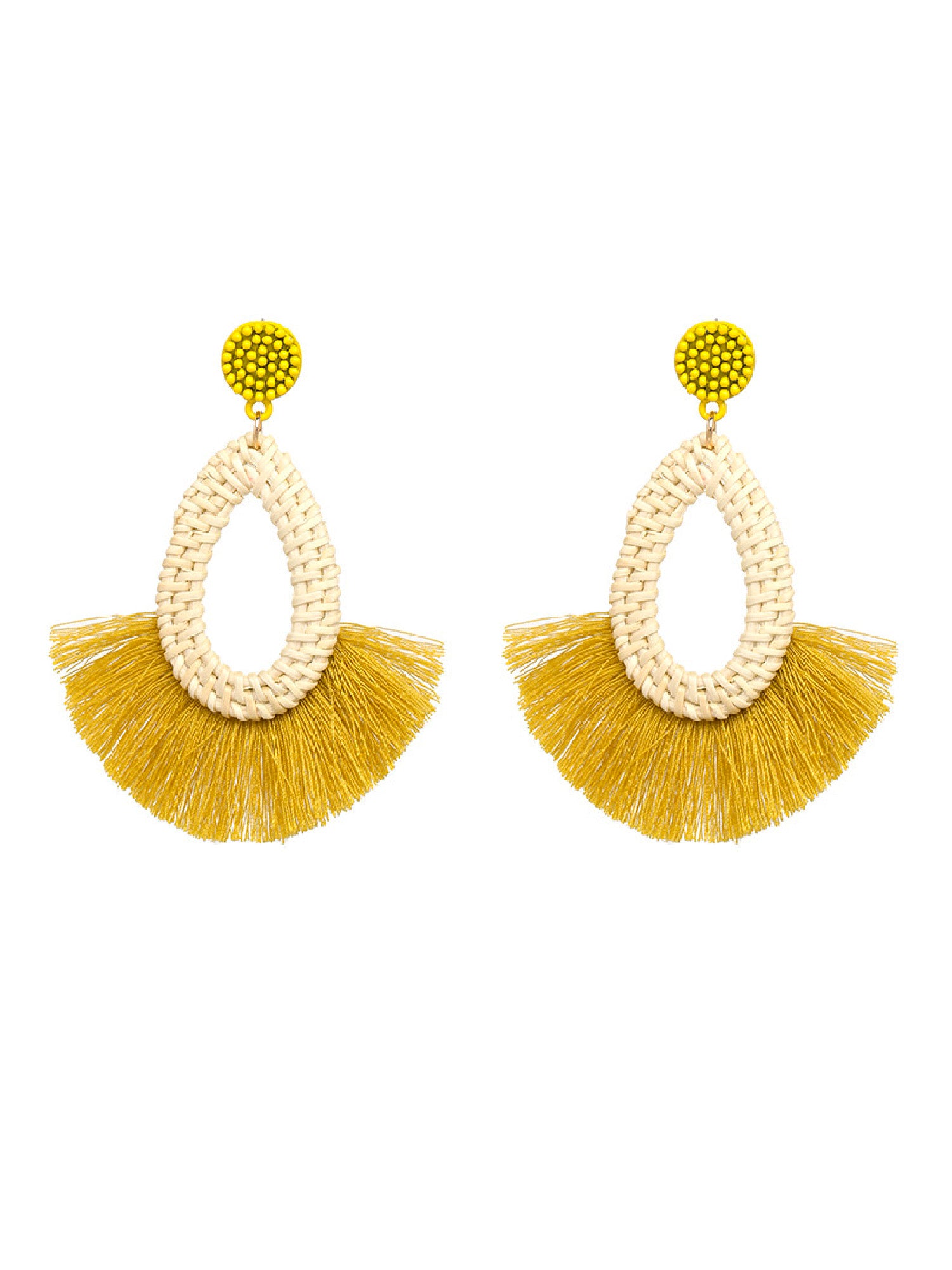 Buy Yellow Gold Colour Plated Tassel Earrings Silk Thread Dangle Drop  Tassle Earring Online in India - Etsy